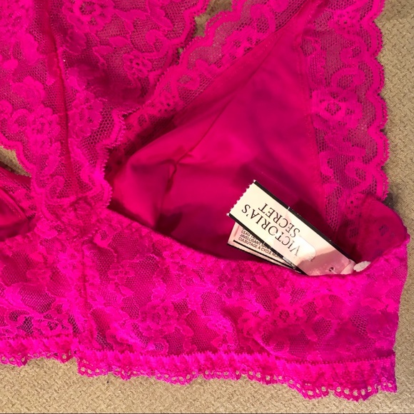 Victorias Secret Fuchsia Lace Racerback Bralette S - Picture 6 of 7